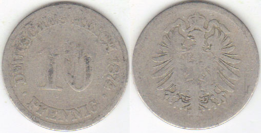 1874 G Germany 10 Pfennig A002803
